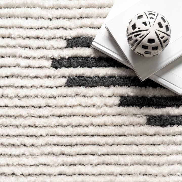 Beige Morgan Contemporary Shag Fringe Area Rug for wholesale on Faire4