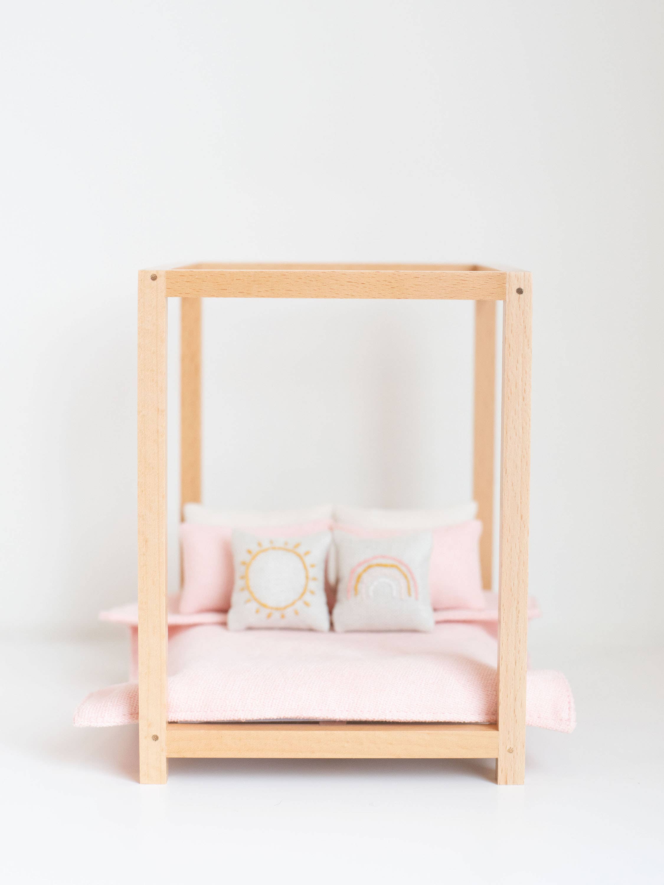 Macy Mae Dollhouse Designs - Wholesale Doll - Kids - Four Poster Bed + Mattress | Natural Wood4