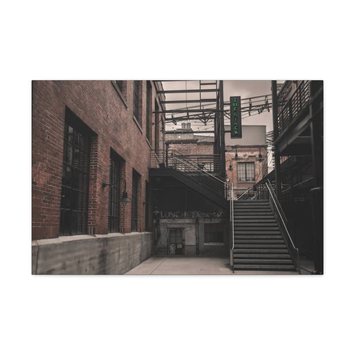 Durham Tobacco Alley (Toile) pour la vente par Pretty Average Photography