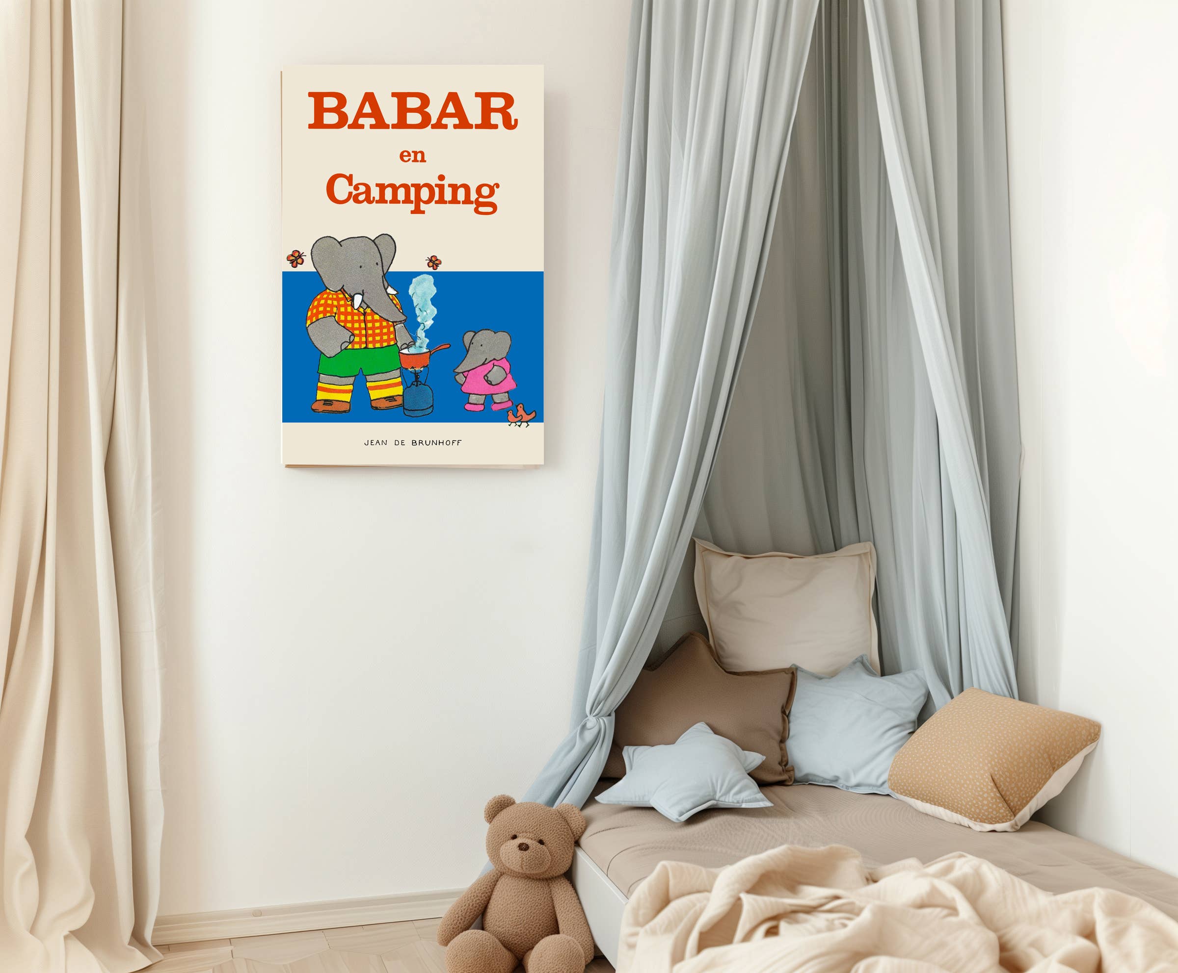 Kumo Art Prints – Engroshandel Kunsttryk – Børn og baby – Babar camping plakat til børneværelse2