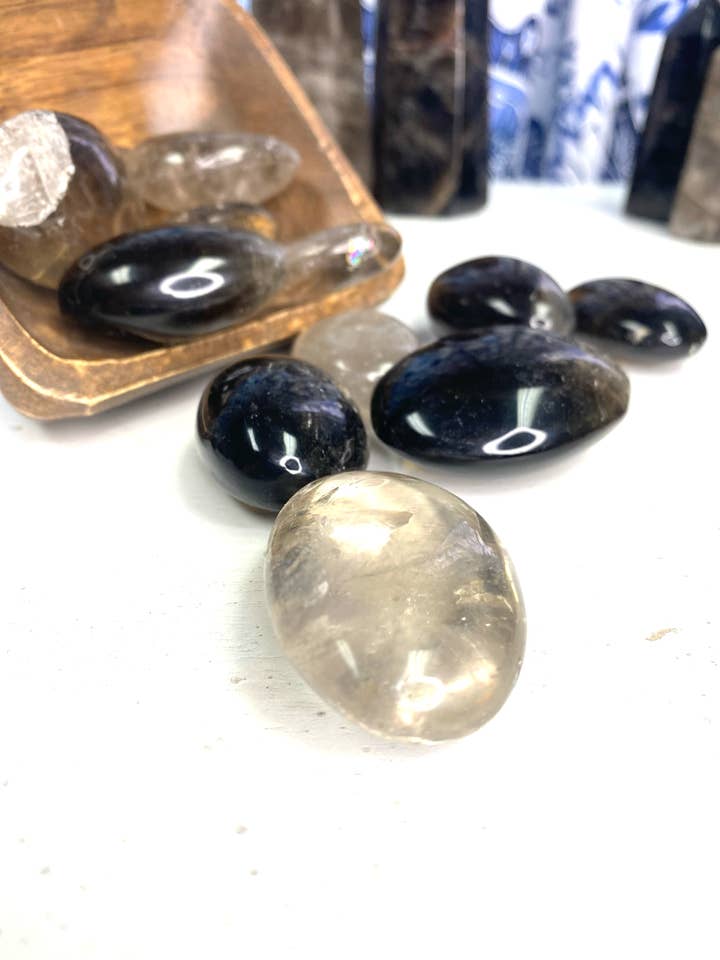 Smoky Quartz Palm Stone for wholesale by Wandering Soul Center