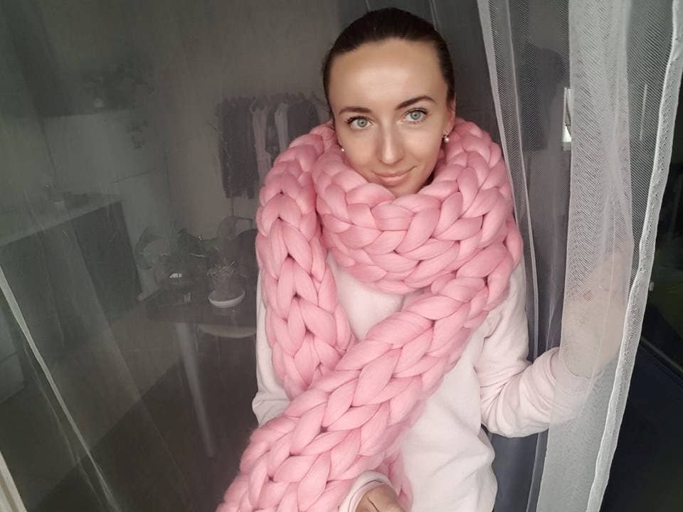 woolexperts - Wholesale Scarf - Women's - Chunky knit wool scarf Long winter wool scarf Shawl4