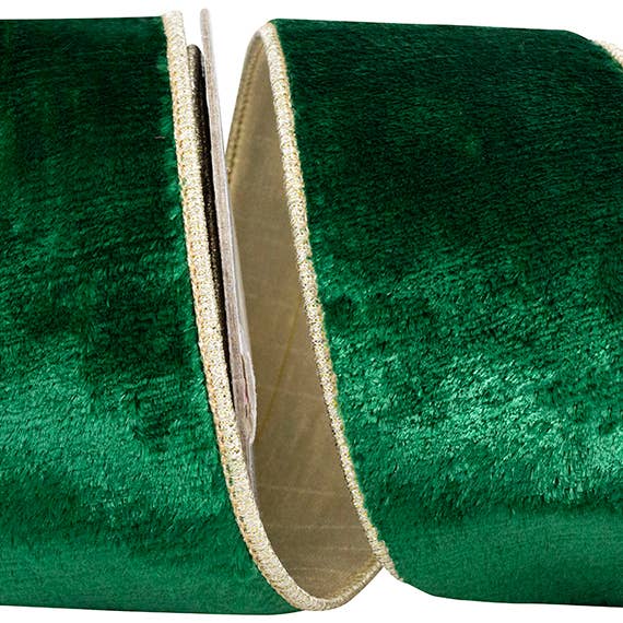 RELIANT RIBBON - Wholesale Ribbon - Gift Wrapping - Plush Holiday Green Velvet Deluxe Dupioni Metallic Backed