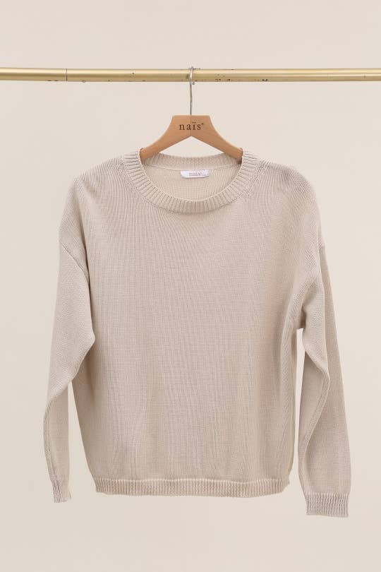 NAÏS PARIS - Vendita all'ingrosso Maglione tricot - Donna - Maglione girocollo a maniche corte in 100% cotone0