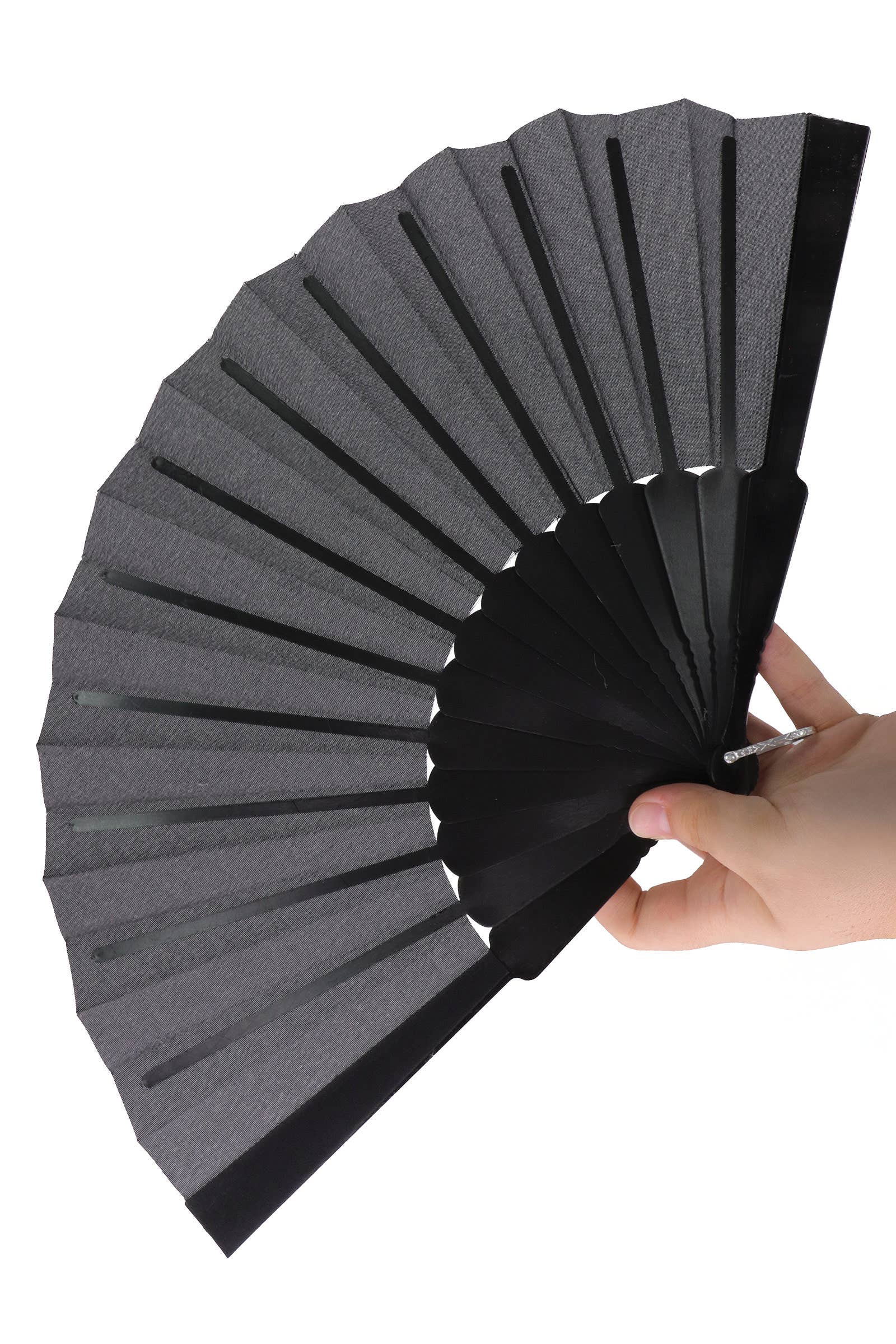 NEGRO Abanico plegable negro monocromático elegante de mano de venta al por mayor en Faire5