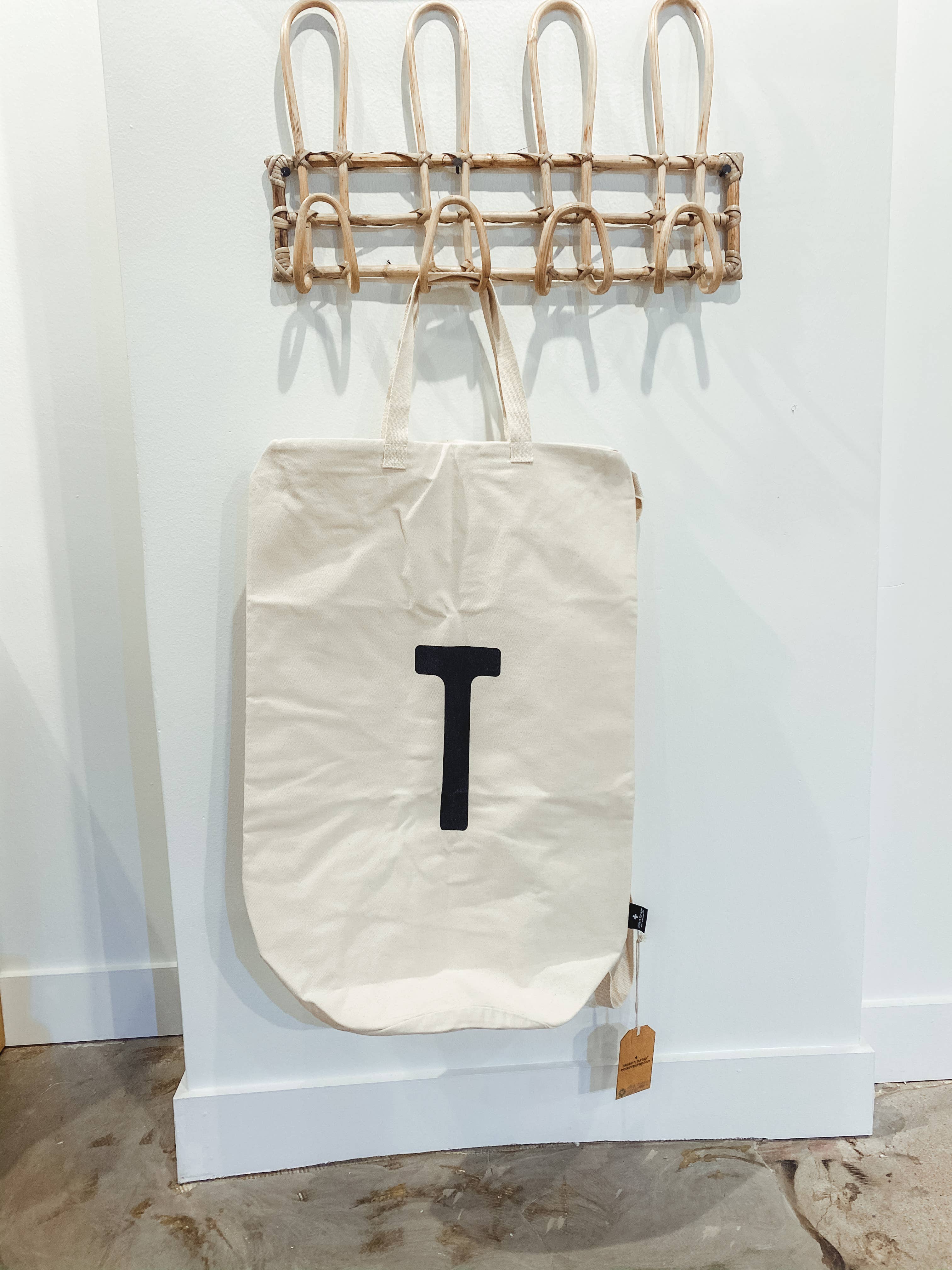 Modern Burlap - Wholesale Laundry Bag - Cotton Canvas Laundry Bag With Shoulder Strap - Alphabet13