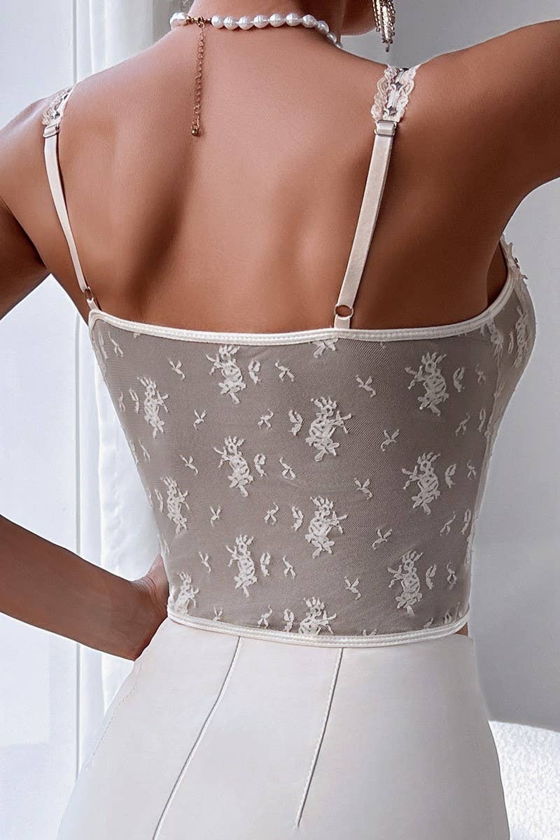 Beige Valentine's Day Victoria Floral lace sexy Camisole Corset for wholesale on Faire4