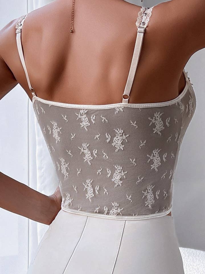 Beige Valentine's Day Victoria Floral lace sexy Camisole Corset for wholesale on Faire4