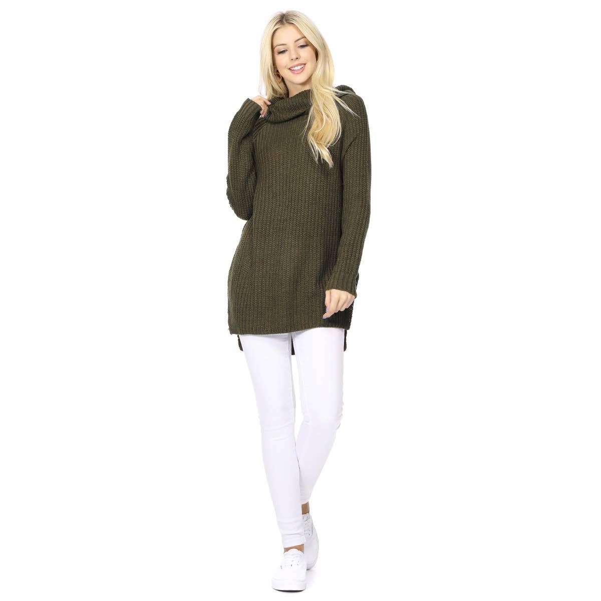 Mak – wholesale Tunic sweater – Women’s – Women's Long Sleeve Turtleneck Pullover Tunic Sweater MK366014