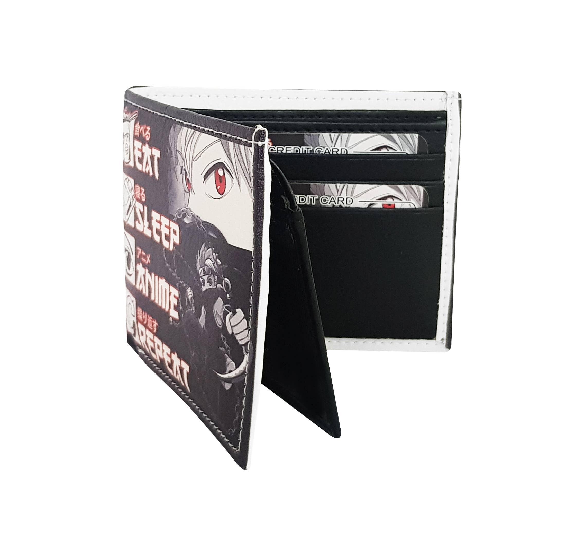 Leather Impressions Inc – wholesale Wallet – Women's – Eat Sleep Anime Repeat Vegan Bi Fold Wallet #VL6526