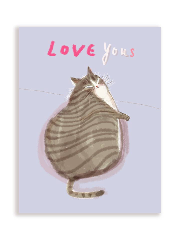 Love Yous Cat Card for wholesale by The Dancing Cat