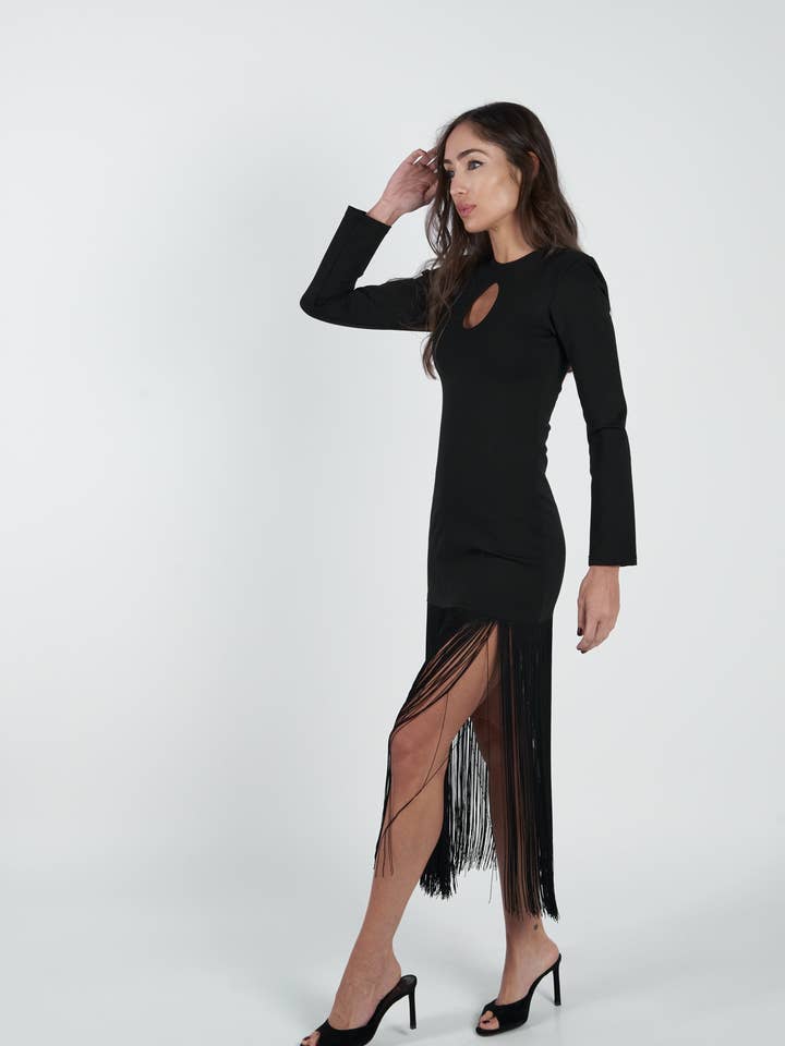 VISS Madrid - Vendita all'ingrosso Vestito - Donna - Abito lungo con frange3