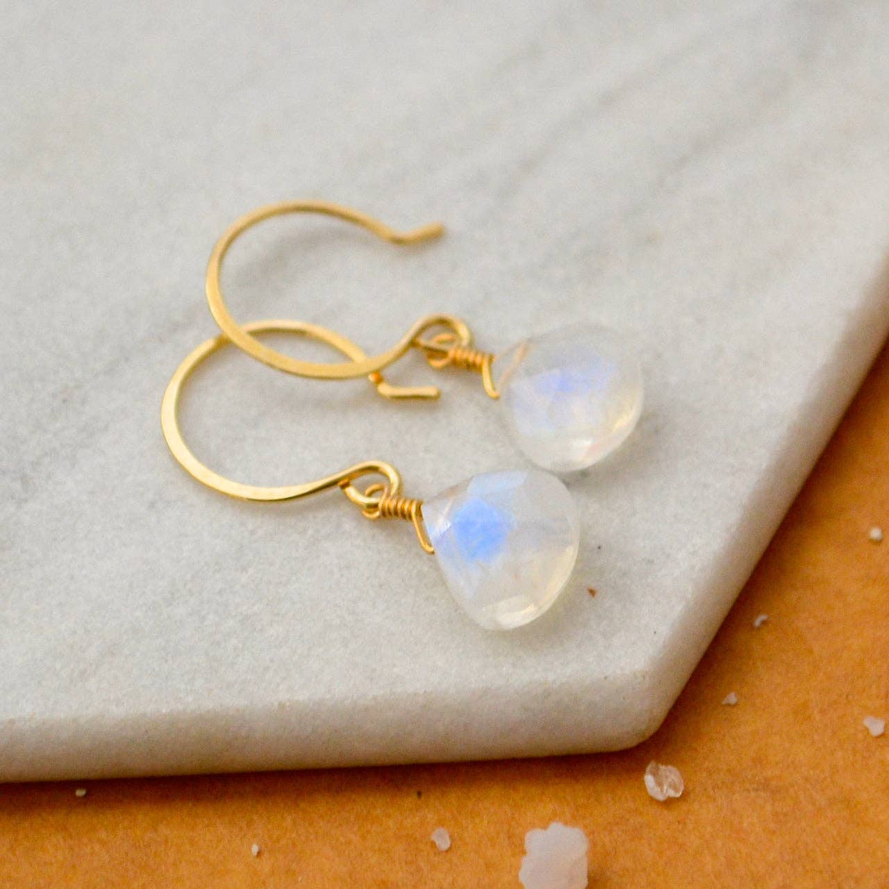 Foamy Wader - Wholesale Dangle Earrings - Moon Shadow Earrings - white rainbow moonstone gem drop earrings1