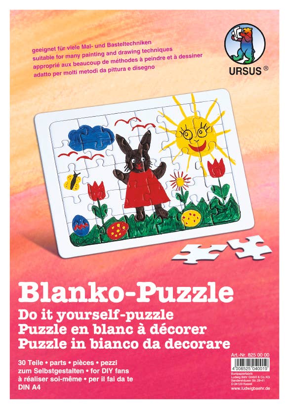 URSUS® / Buntpapierfabrik Ludwig Bähr GmbH & Co. KG - Wholesale Puzzle - Kids - Blank puzzle, DIN A40