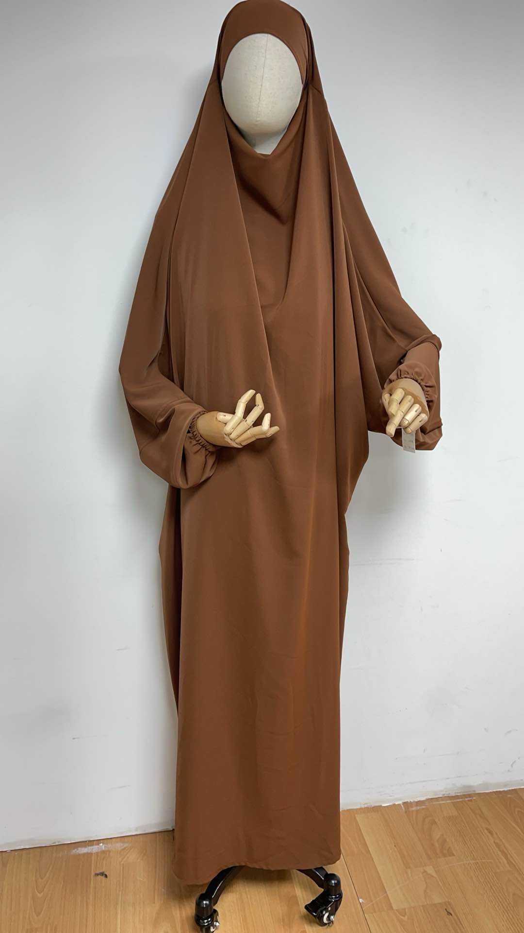 Aawoe Abaya - Wholesale Kaftan - Women's - Long Medina silk jilbab with puff sleeves - 23050
