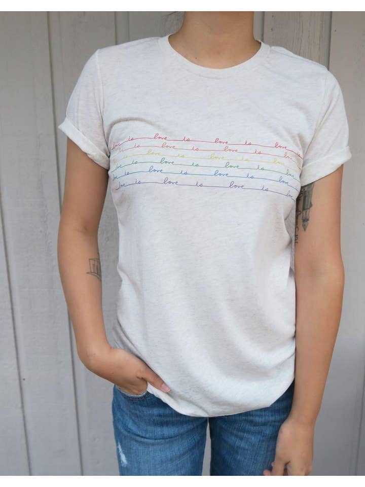 Love is Love Oatmeal T-Shirt for wholesale on Faire
