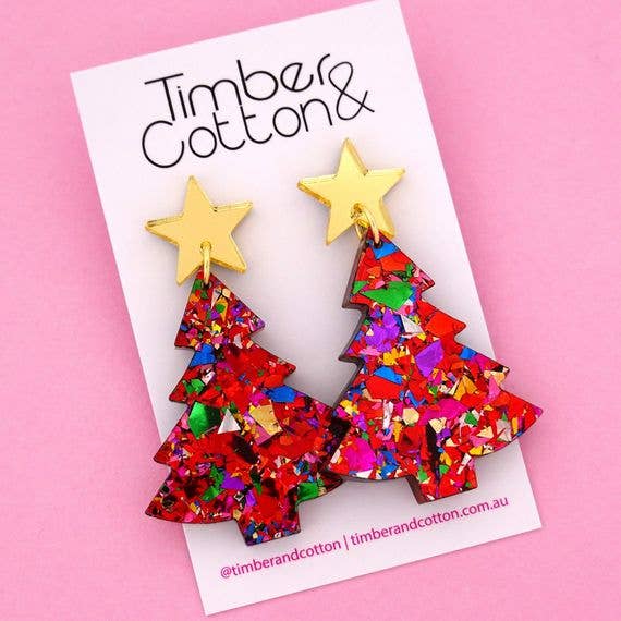 Girlfetti - Wholesale Dangle Earrings - Christmas Tree Acrylic Dangle Earrings9