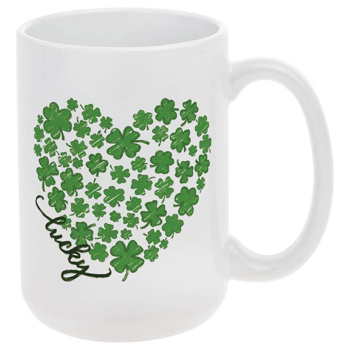 Tazza in ceramica Lucky Heart da 15 oz per la vendita all'ingrosso da parte di Boston International