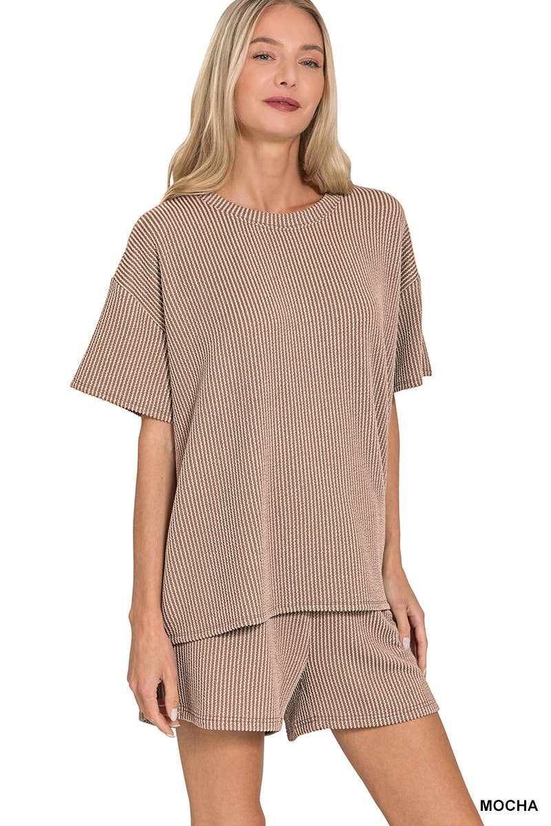 42POPS - Wholesale Lounge Set - Women's - ..Ribbed Short Sleeve Tee & Pants 2PC Set10