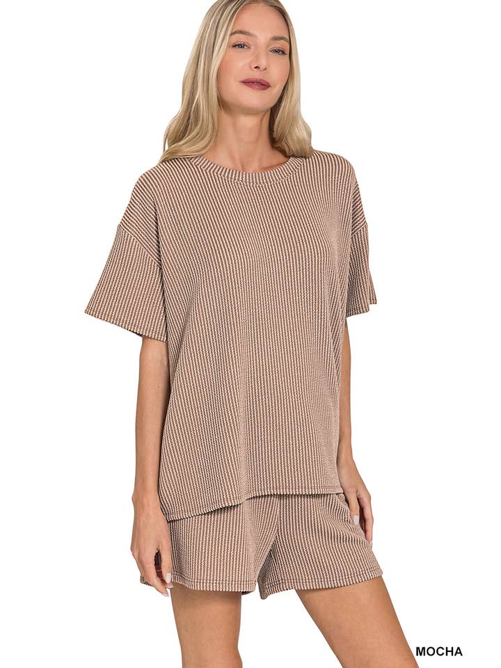 42POPS - Wholesale Lounge Set - Women's - ..Ribbed Short Sleeve Tee & Pants 2PC Set10