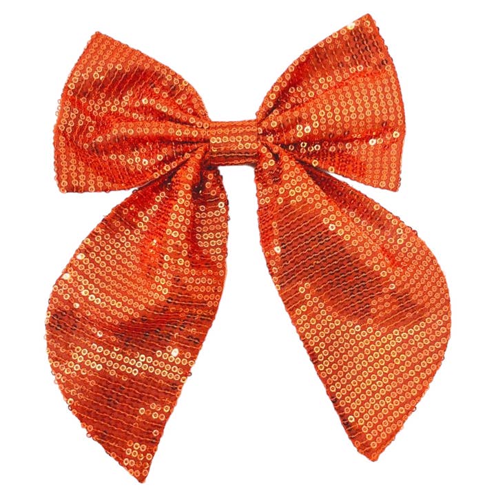 Game Day Bow - Sequin - Orange for wholesale by Golden Lily