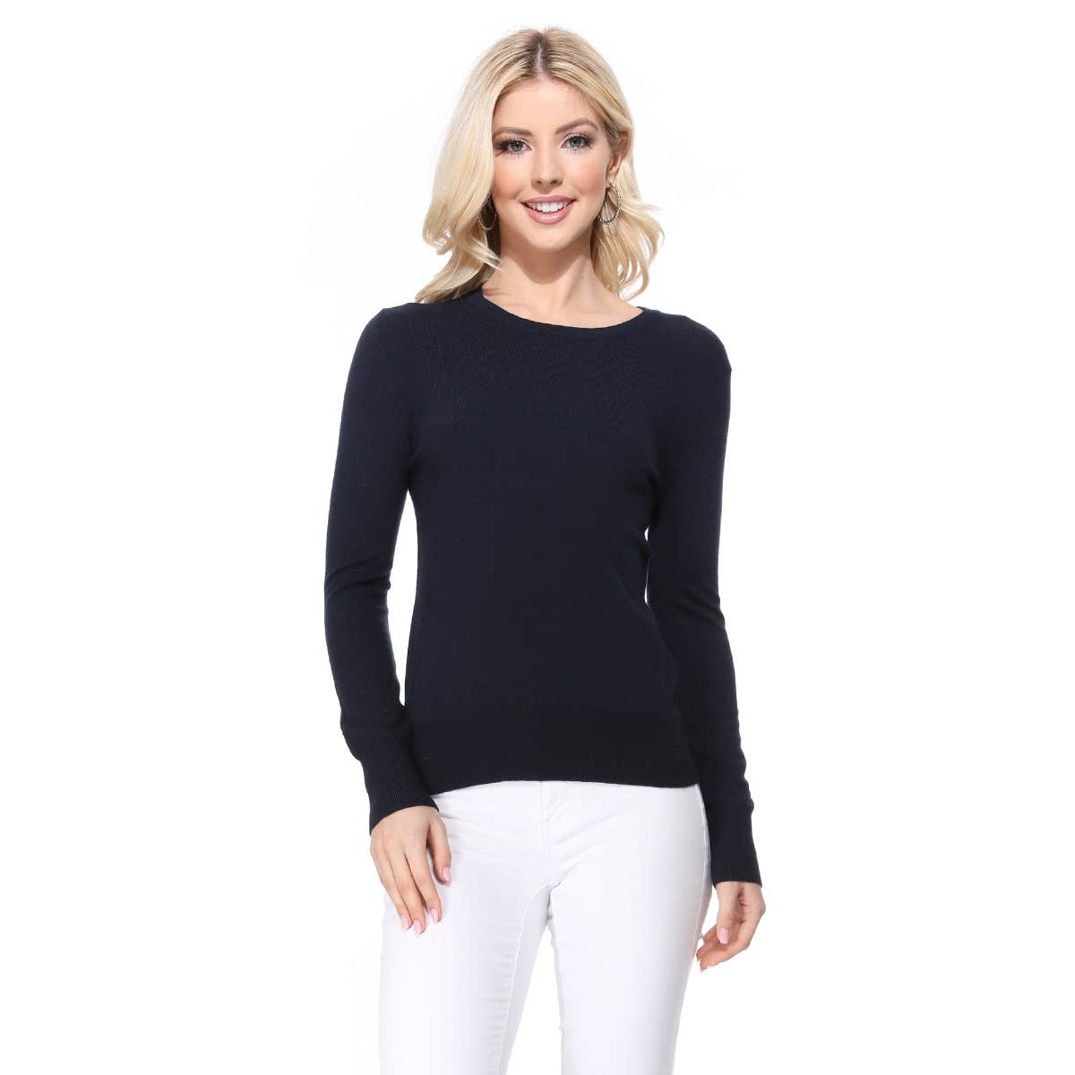 Mak – Engroshandel Pullover - Dame – Langærmet Crewneck blød strik sweater pullover MK550021