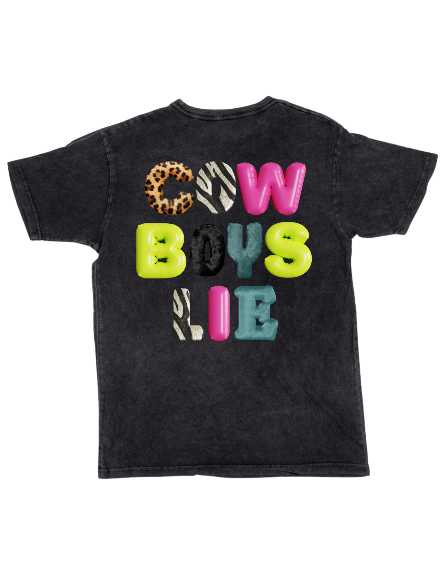 Ward Whimsey - Wholesale Screen Printed T-Shirt - Unisex - Cowboys Lie (Bubbles) - Vintage Wash0