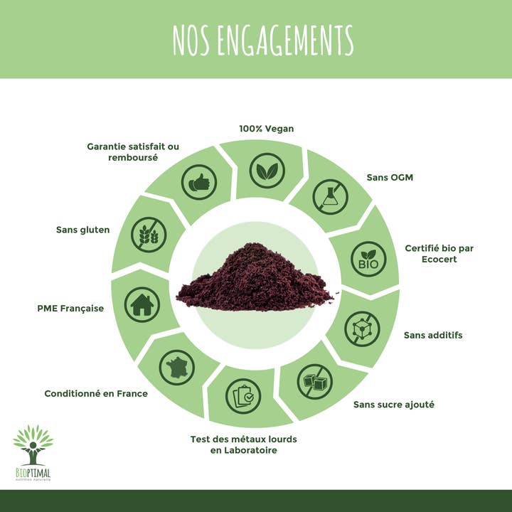 Bioptimal - Wholesale Protein/Superfood Powder - Organic Acai powder - Packaged in France - Vegan
