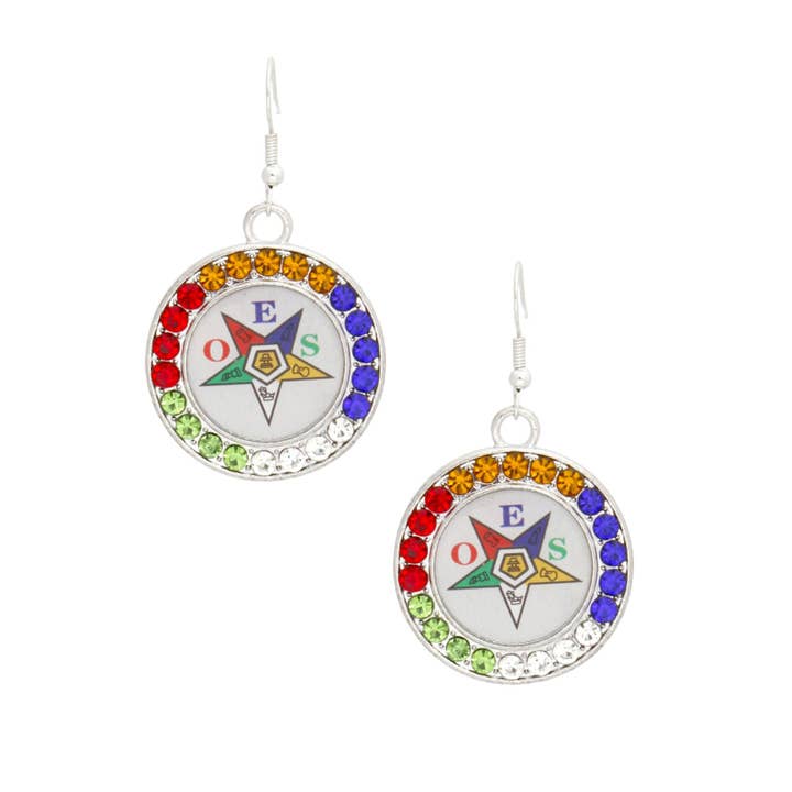 Multi Color OES Sorority Star Rhinestone Fish Hook Earrings for wholesale on Faire1