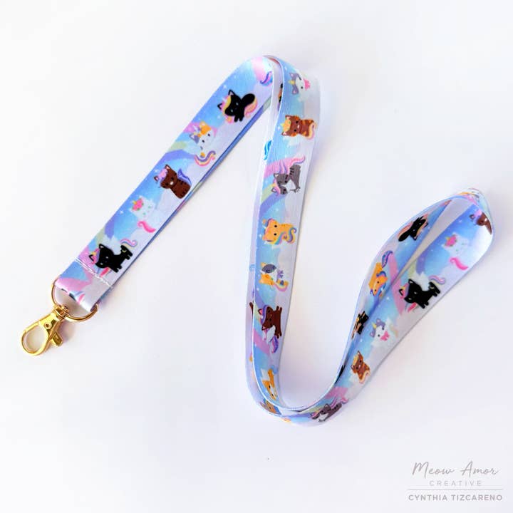 Unicorn Cats Lanyard for wholesale by Meow Amor Creative