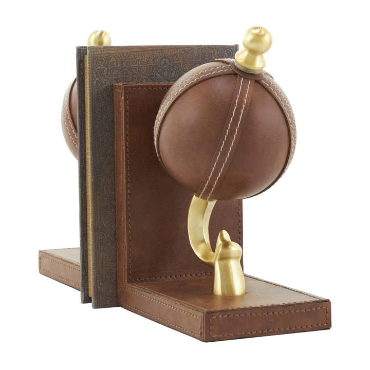 UMA Home Decor - Wholesale Bookend - Contemporary Brown Leather Bookends Set