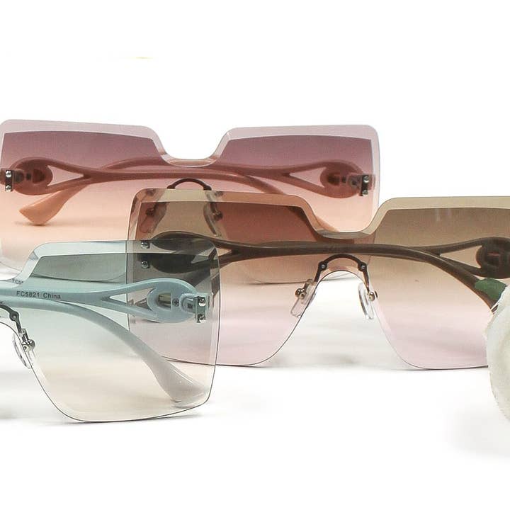 Dynasol Eyewear - Wholesale Sunglasses - Women's - Rimless Square One Piece Lens Plastic Sunglasses1