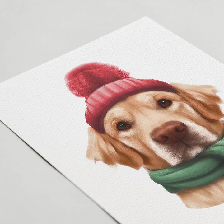 Blue Thistle - Wholesale Christmas Card - Dog Christmas Card, Happy Holidays, Golden Retriever