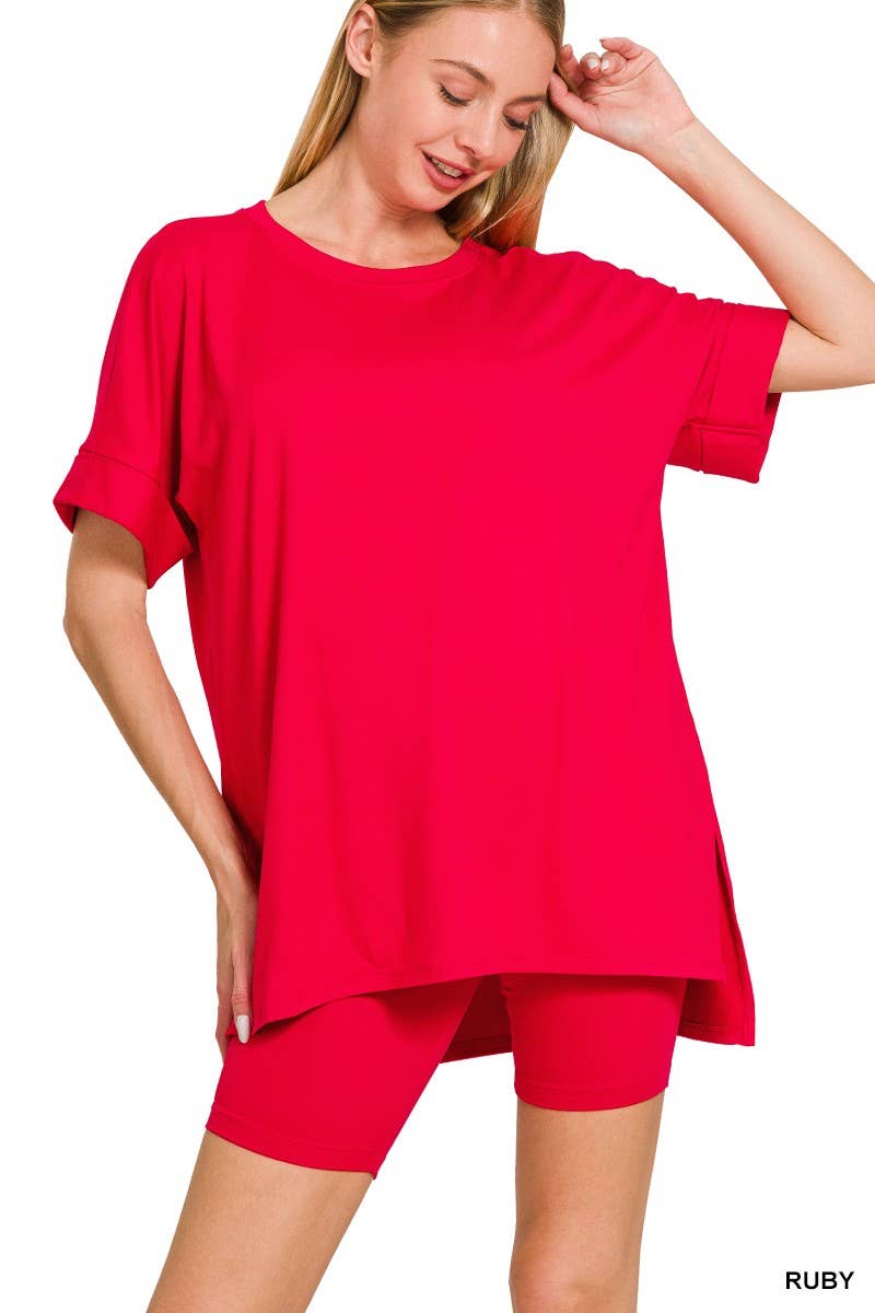 Vanilla Monkey - Wholesale Loungeset - Dames - Geborstelde Dty Microvezel R-hals Top Biker Shorts6