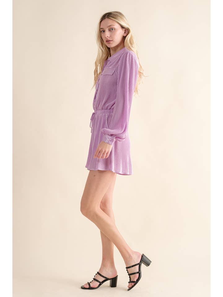 Blue B - Wholesale Romper – Women's - 61136R - Accordion Pleated Collared Romper5