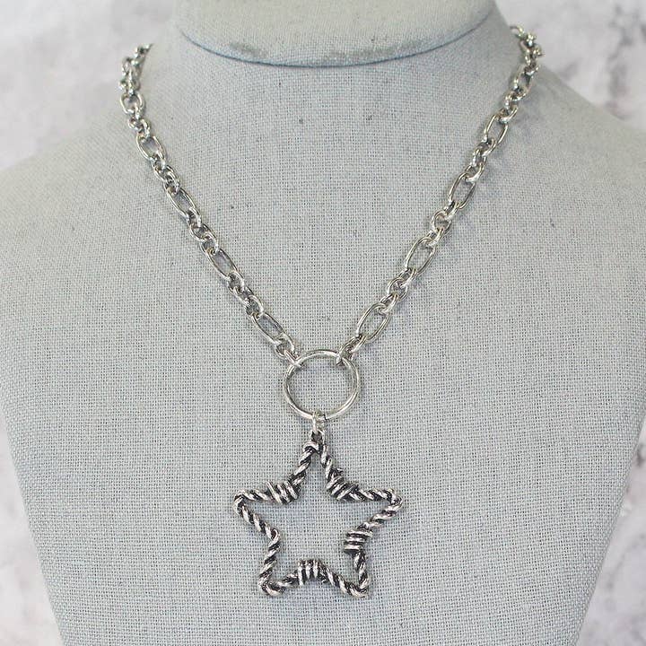 Turquoise Haven - Wholesale Dangle Earrings - 0886 HH175 STAR WESTERN BARBED WIRE DANGLE EAR0