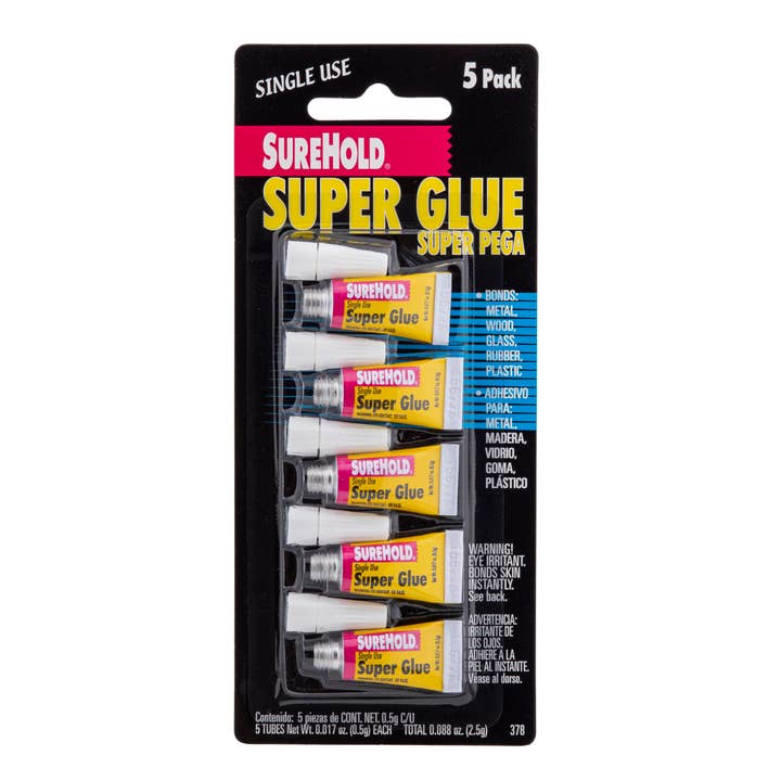 Surehold - Wholesale Glue - 378 5 Pack Single Shot (.5) Gram Super Glue
