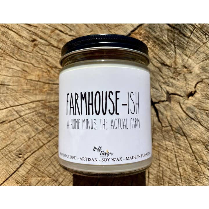 Farmhouse-Ish a Home Meno the Actual Farm, candela divertente per la vendita all'ingrosso da parte di Huff Designs Candle Co