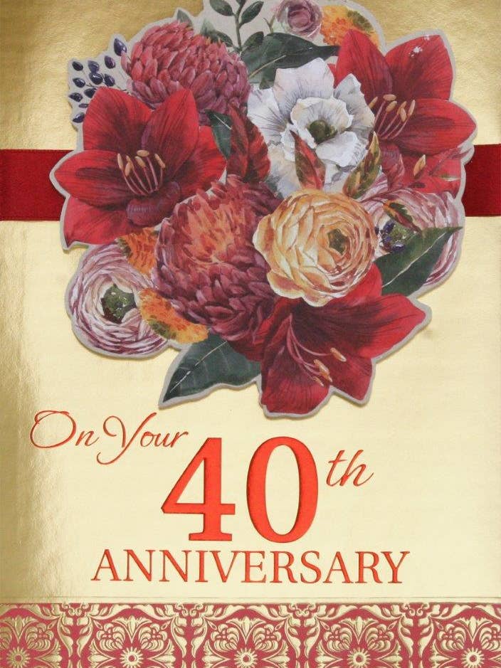 Rosedale Gold Anniversary Greeting Cards - 40th (3pk) for wholesale by A-Line Greetings