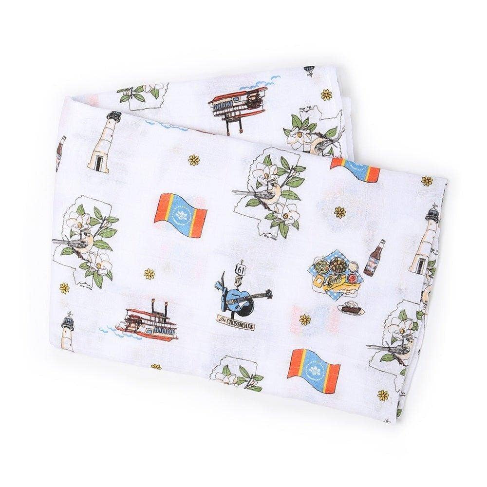 Little Hometown - Wholesale Receiving Blanket - Baby - Mississippi Baby Muslin Swaddle Receiving Blanket1