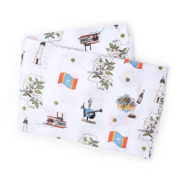 Little Hometown - Wholesale Receiving Blanket - Baby - Mississippi Baby Muslin Swaddle Receiving Blanket1