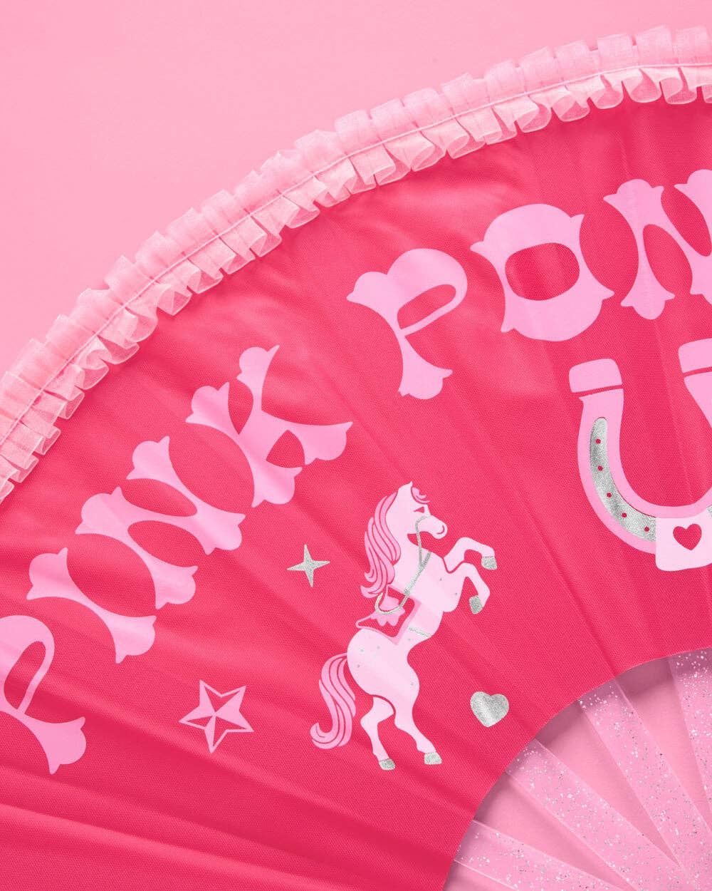 xo, Fetti - Wholesale Party/Paper Folding Fan - Pink Pony Club Chappell Roan Fan - ruffled folding fan2
