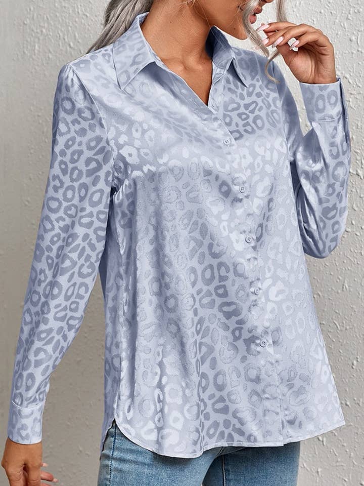 safistyle - Wholesale Button Down Shirt - Women's - Leopard Print Satin Button-Up Top12