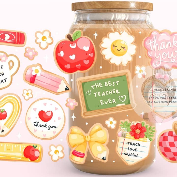 Teacher Glass Cup, Glass 16oz Coffee Cup, Teacher Cup for wholesale by Dm Crafting