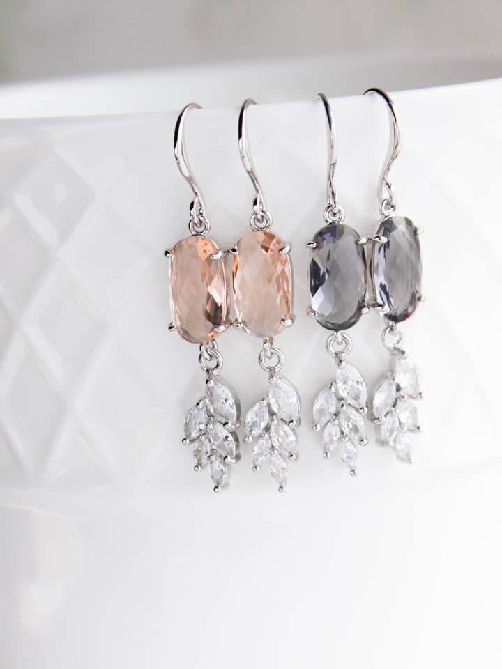 Sparkling Crystal Earrings | Leaf Earring | Silver Sparkles for wholesale by A Pocket of Posies