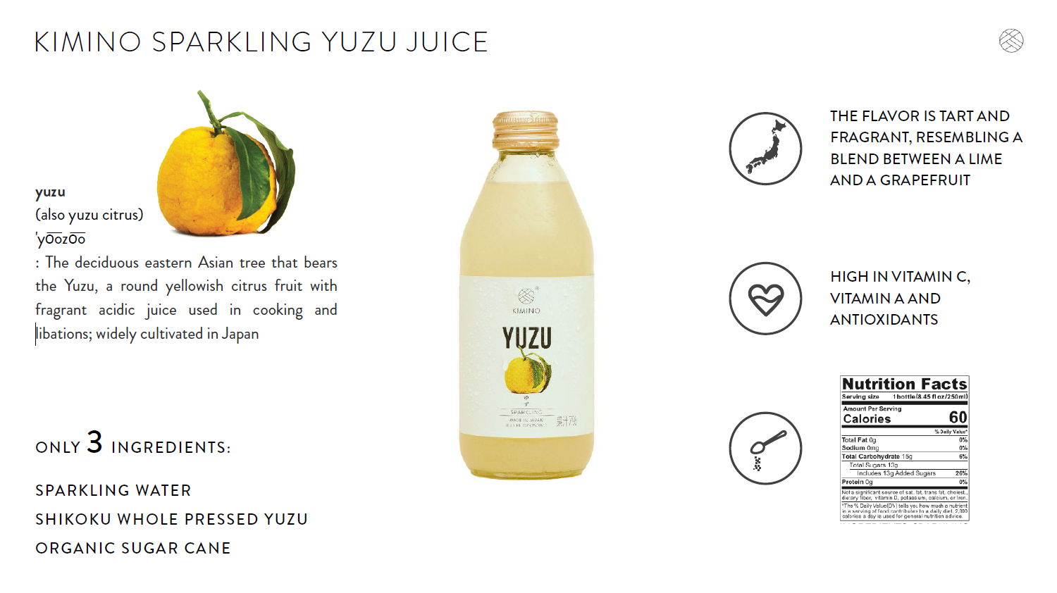 KIMINO Europe – Großhandel Soda/kohlensäurehaltiges Getränk – KIMINO Europe Yuzu Sprudelgetränk – 24 x 250 ml1