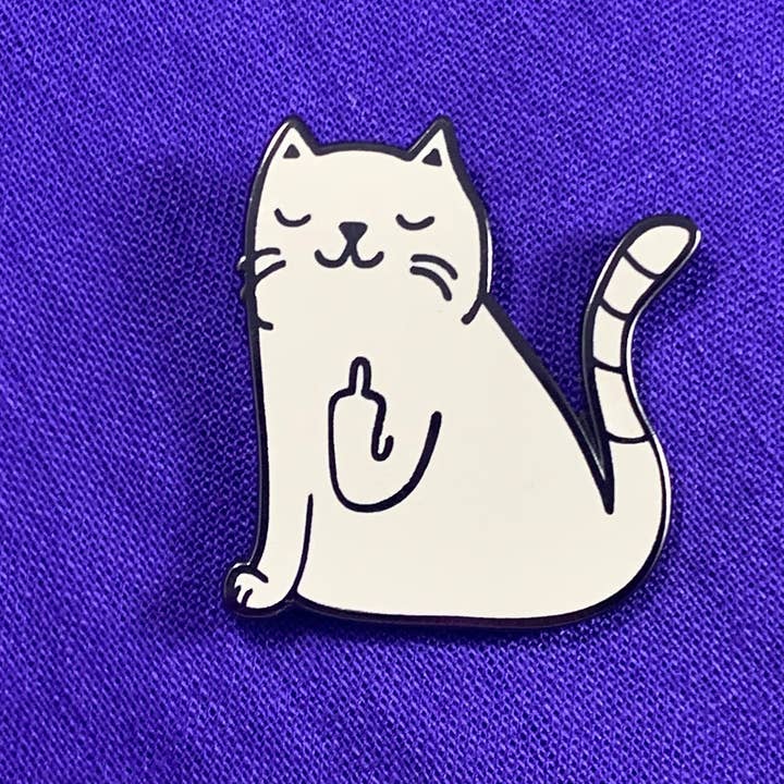 Snarky Pants Studios - Wholesale Lapel pin/button - Middle Finger Cat Enamel Pin, Gifts for Cat Lovers3