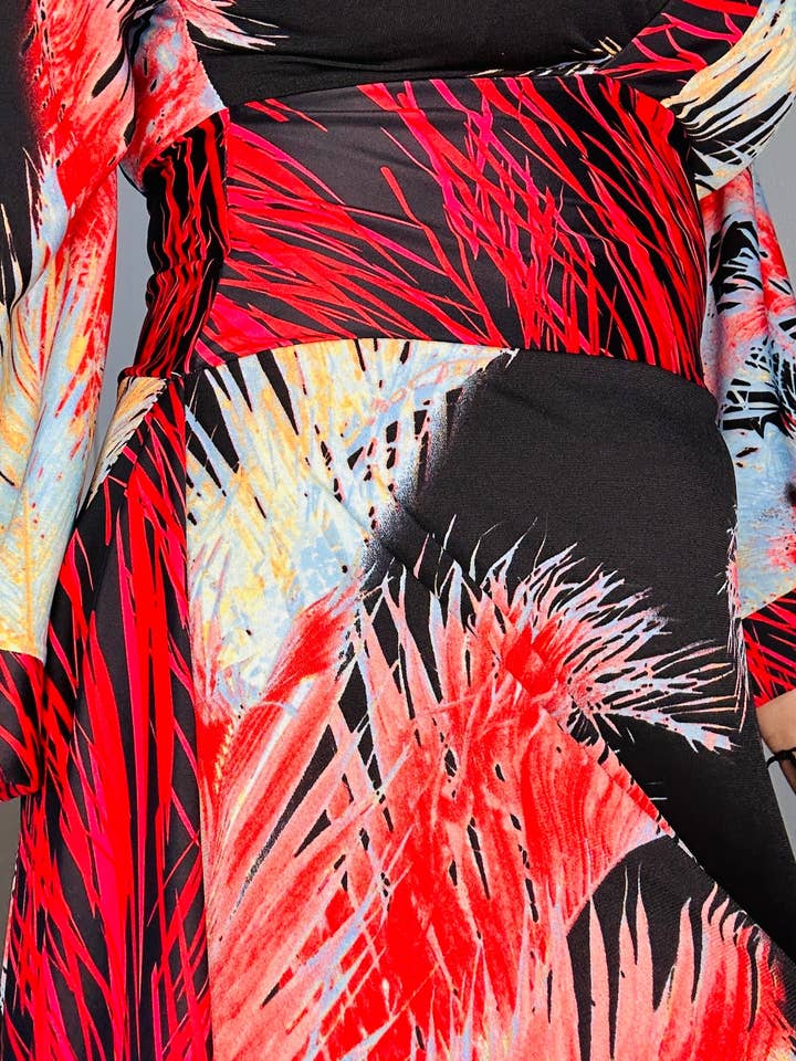 Aerial Clothing sRQ - Wholesale Dress - Women's - Red Feather Kimono Dress2