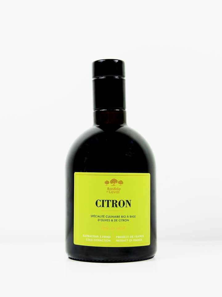 Lemon-flavored olive oil - 50cl bottle for wholesale by BASTIDE DU LAVAL - SARL Moulin du Grand Cèdre