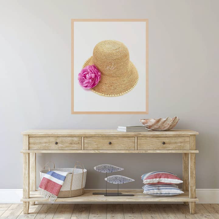 "Made in the Shade" Pink Peony and Neutral Hat for Faire for wholesale by The Blooming Collector